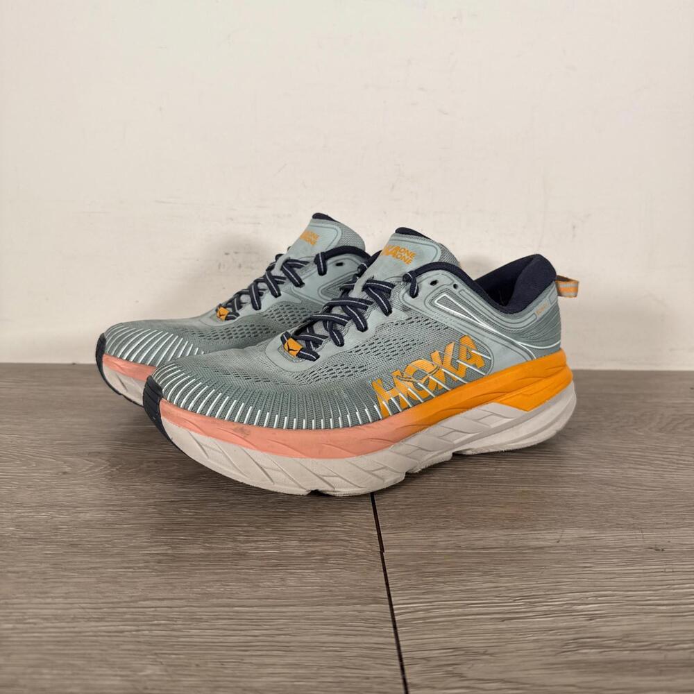 Hoka One One Bondi 7 Running Shoes Blue White Women's Size 8